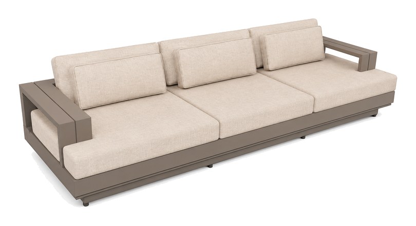 Sofá con brazos Colección Macondo en aluminio con cojinería Sunbrella — Curvar