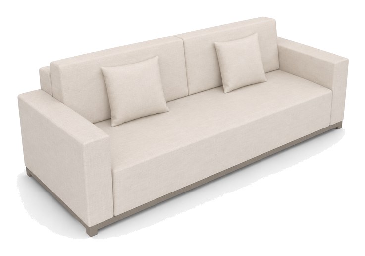 Sofá con brazos Colección Payandé, tapizado beige y base en aluminio — Curvar