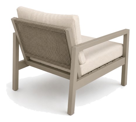 Vista tres cuartos del sillón con brazos Colección Zipa — Curvar