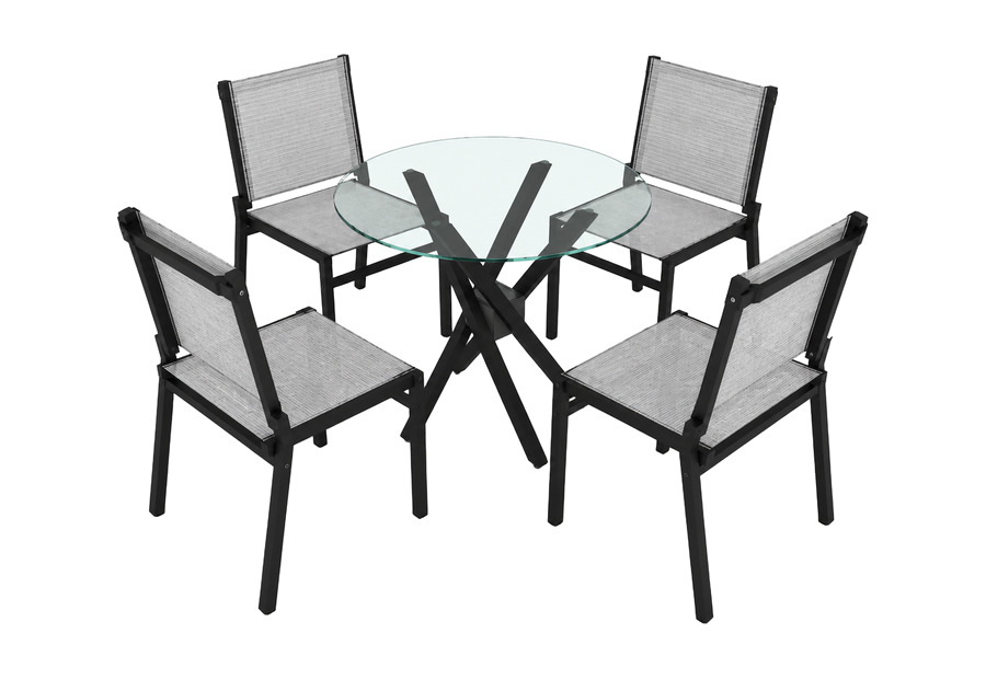 Mesa Alí de 4 puestos con superficie en vidrio — Curvar
