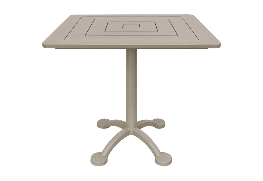 Mesa Botero cuadrada con base central en aluminio — Curvar