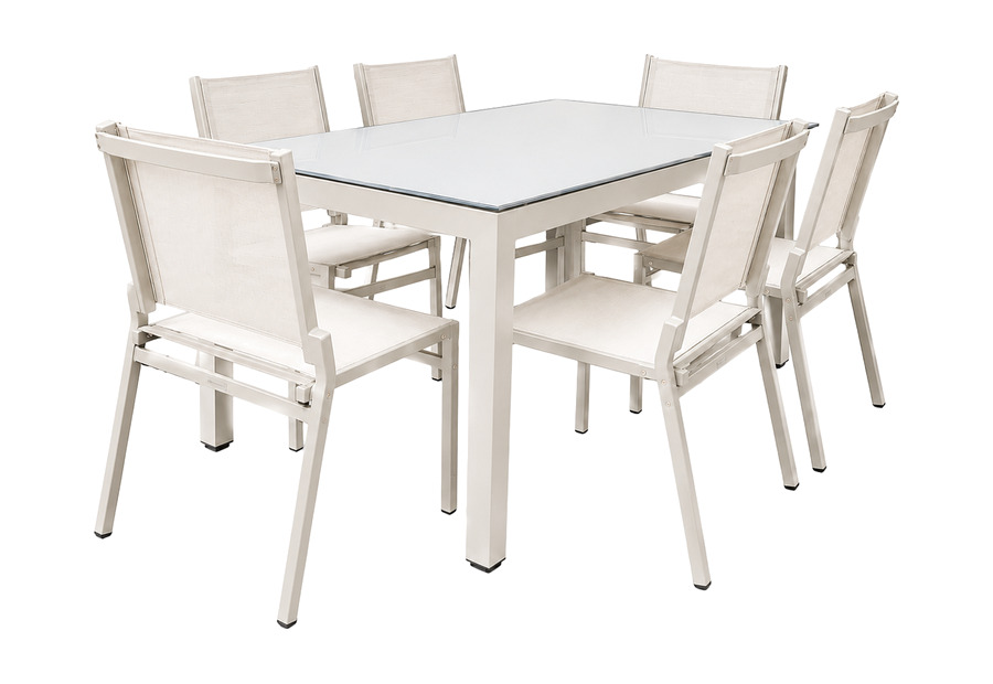 Mesa Cubik de 6 puestos con superficie en vidrio — Curvar