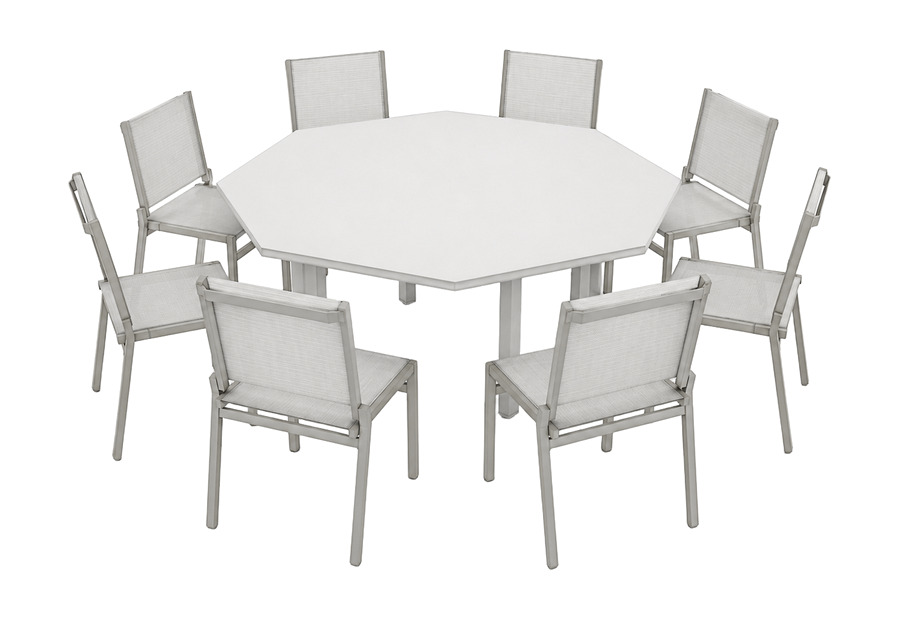 Mesa Cubik octogonal de 8 puestos en aluminio — Curvar