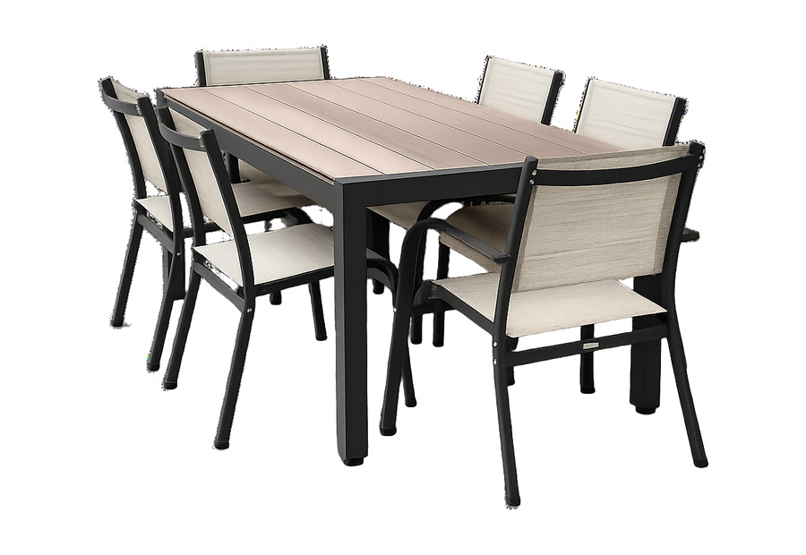Mesa Cubik rectangular de 6 puestos en WPC para comedor exterior — Curvar