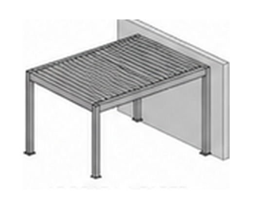 Configuración PB02 de pérgola bioclimática: adosada a pared con dos postes — Curvar