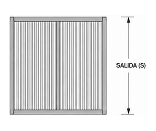 Vista superior de la pérgola fija con la cota de salida (S) — Curvar