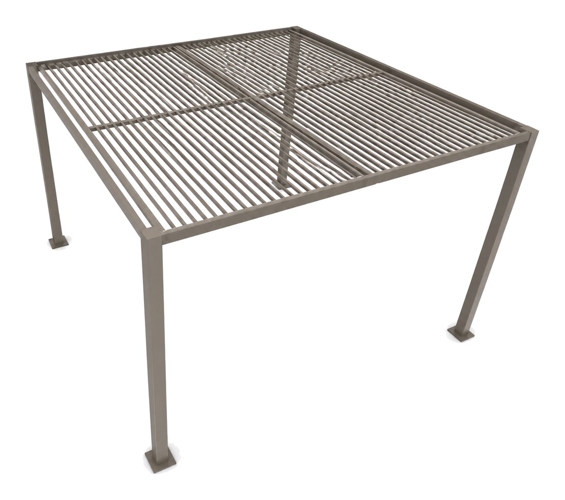 Pérgola fija de Curvar con lamas fijas y estructura en aluminio