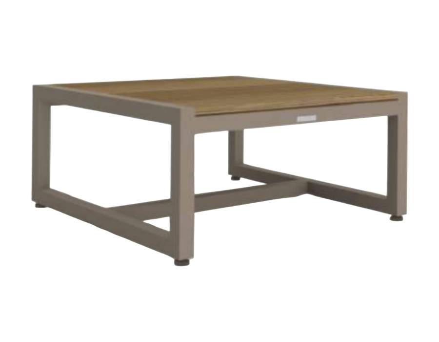 Mesa de centro Gorgona cuadrada en aluminio con tapa en madera teca — Curvar