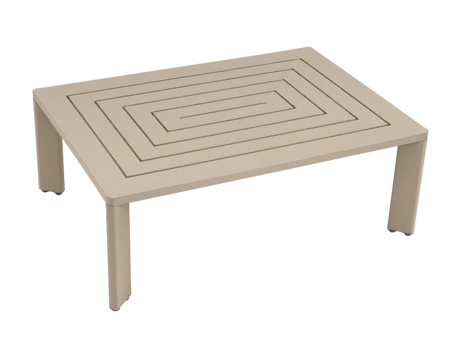 Mesa de centro Malpelo rectangular en aluminio con relieve de líneas concéntricas — Curvar