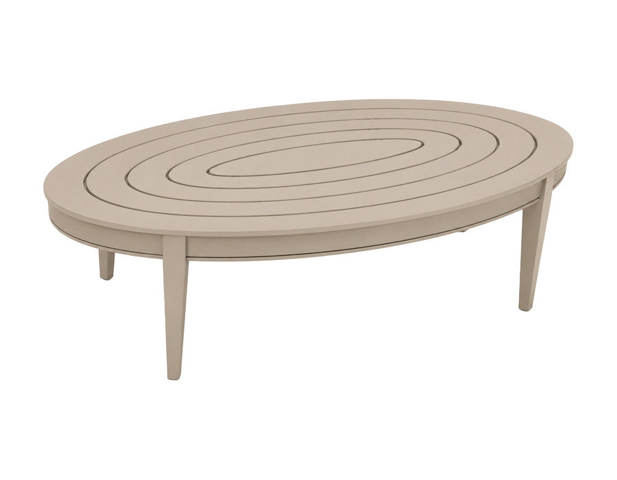 Mesa de centro ovalada Sinú en aluminio con relieve de anillos — Curvar