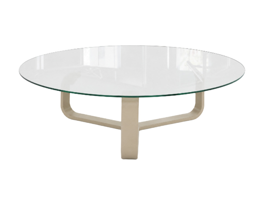 Mesa de centro Taganga con tapa en vidrio y base de aluminio — Curvar