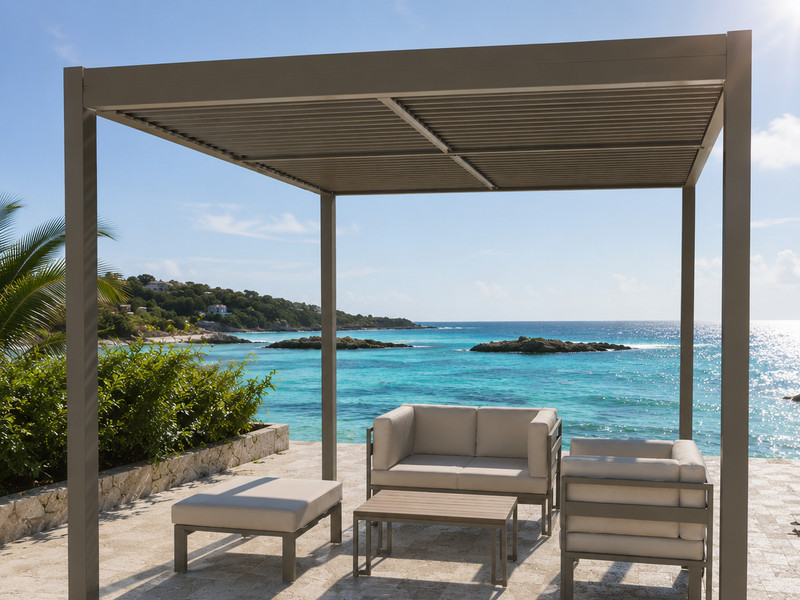 Pérgola fija Curvar frente al mar